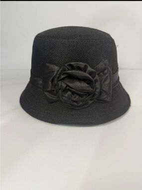 Women’s Black Church Lady Fashion Derby Retro Style Hat With Flowers Ribbon
